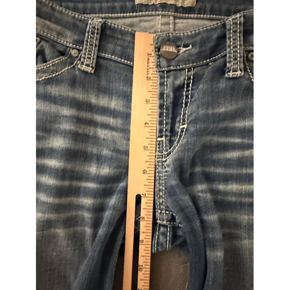BKE Stella Bootcut Jeans Medium Wash Blue Low Rise Thick Stitch Womens 34x33 - Picture 8 of 10